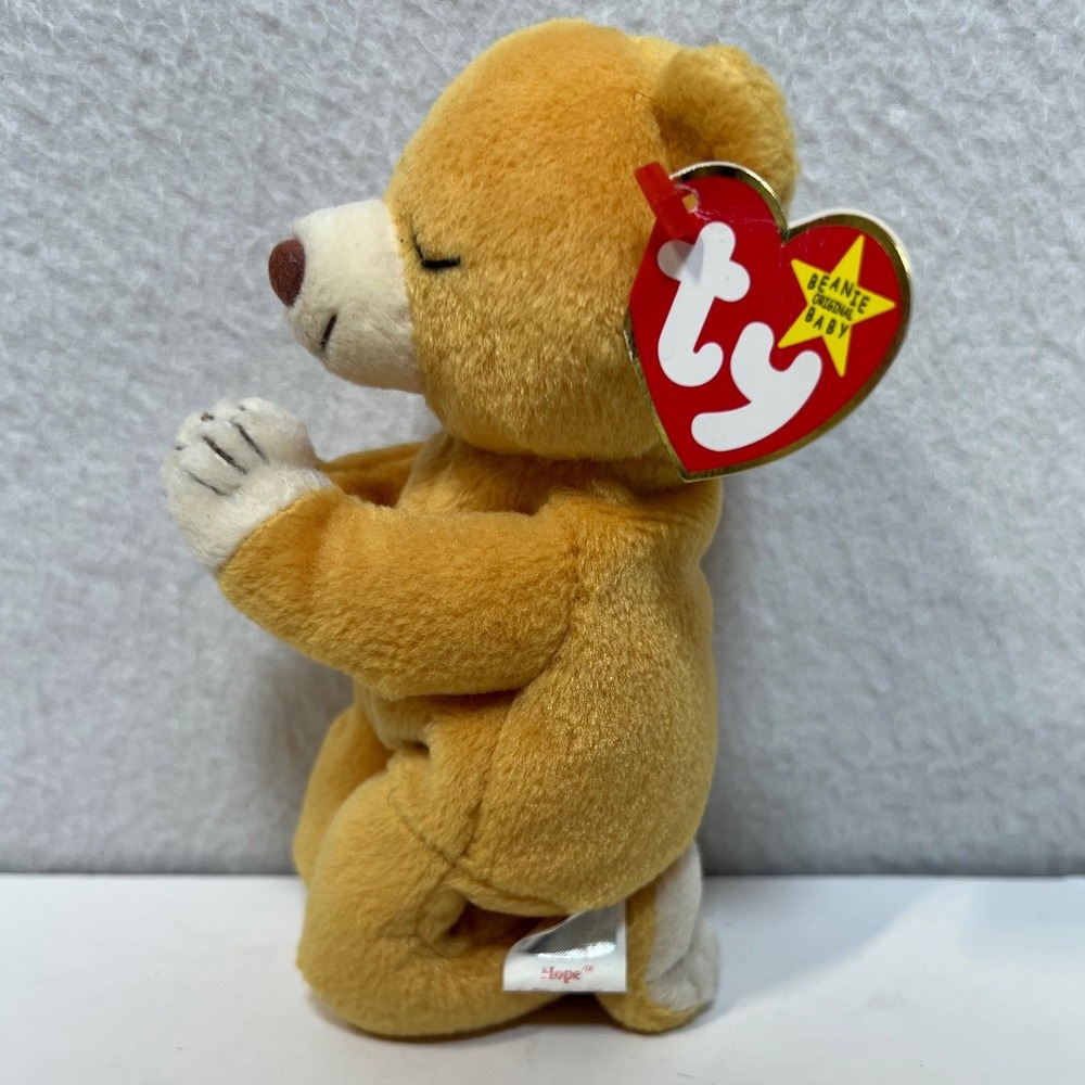 Ty Beanie Baby Hope the Praying Bear 1998 Retired Tan Plush‎ with Tags